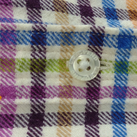 Women's Petite Multi Color Gingham Plaid LS BD Cotton Flannel Shirt - Picture 4 of 12